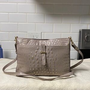 Brahmin Crocodile-Embossed Crossbody